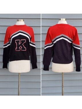 Vintage 80s Cheerleader‎ Cheerleading K Initial Kappa Sporty Pullover Sweater Md